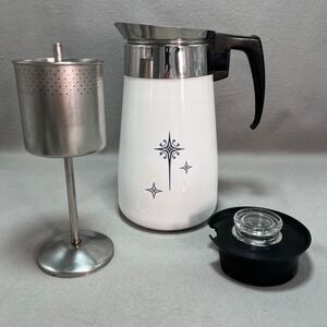 Corning Ware 9 Cup Stovetop Percolator Starburst Atomic Mid-Century Vintage